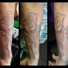 Home / custom tattoos / full body piercing / dermal implants. Rose Cross Tattoo By Ericaalexisjohnson On Deviantart