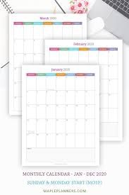 Download Printable Wall Calendar 2020 Monthly Planner Printable Wall Calendar Wall Calendar Design Printable Calendar Portrait