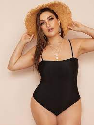 Plus Spaghetti Strap One Piece Swimwear Shein One Piece Plus Swimwear Womens Swimsuits Bikini