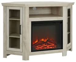 Corner tv stand fireplace unit in black. Corner Unit White Oak Tv Entertainment Center Fireplace W Cabinets Tv Up To 55 Ebay