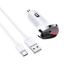 12vdc 3a car power adaptor with usb outlet. In Car Charger Bz15 Auspicious Set With Cable Borofone Fashionable Mobile Accessories