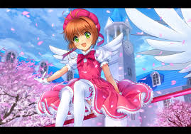 Maybe you would like to learn more about one of these? Blush Bow Brown Hair Building Card Captor Sakura Cherry Blossoms Dress Flowers Gloves Green Eyes Hat Jpeg Artifacts Kinomoto Sakura Moonknives Petals Short Hair Sky Thighhighs Wings Konachan Com Konachan Com Anime