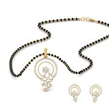 Check the latest collections & designs of 18kt diamond mangalsutra designs online at tanishq. Circle Pave Diamond Mangalsutra Pendant And Earrings In 14k Yellow Gold Mangalsutra