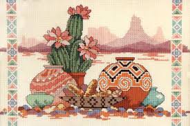 Looking for your next counted cross stitch project? Dimensions Crossstitch Kit Taste Of The Southwest Cactus Pottery Native American Cross Stitch Counted Cross Stitch Kits Cross Stitch Kits