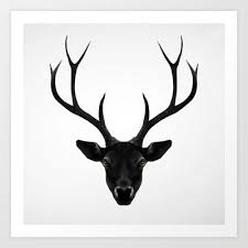Black And White Deer Canvas The Black Deer Art Print By Ruben Ireland 17 68 Deer Art Print Deer Poster Deer Art