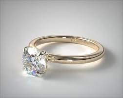 14k Yellow Gold Claw Prong Solitaire Engagement Ring Flush Fit Solitaire Engagement Ring Gold Diamond Wedding Band Aquamarine Engagement Ring