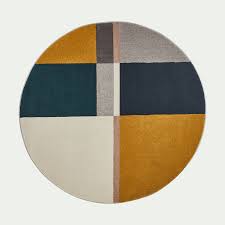 Choisissez votre tapis parmi les tapis modernes tapis cosy pour votre décoration d'intérieur. Tapis Rond A Motifs Graphiques Jaune Et Bleu D160cm Mahe Tapis Rond En 2020 Tapis Rond Tapis Multicolore Tapis