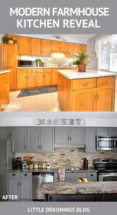 Revealing Our Modern Farmhouse Painted Kitchen Cabinets Before And After Photo Kitchen Cabinets Before And After Kitchen Cabinets Makeover Kitchen Makeover