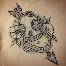 If you're part of this awesome club, or even if you just love the ocean and exploring what's beneath the surface, why not show it ink? Up For Grabs Scuba Helmet Diving Tattoo