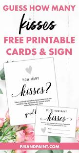 Have each guest guess how many they think are in the bottle or jar and let them write it down on the included guessing game cards. Free Printable Bridal Shower Games Guess How Many Kisses