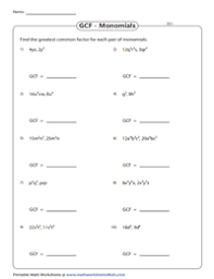 Practice gcf and lcm problems which are available in gcf and lcm worksheets. Greatest Common Factor Gcf Of Polynomials Worksheets