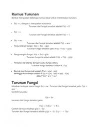 Fx x x x xx x x xx x ()= − =− =⋅− =− tan tan secsec sin cos coscos sinco 1 1 sec sx dengan demikian, diperoleh: Turunan Fungsi Aljabar