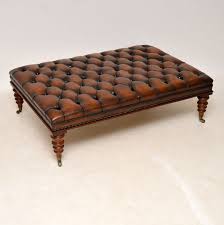 Beautiful curves and swirls adorn its gentle, dark wooden surface. Large Antique Victorian Style Deep Buttoned Leather Stool Coffee Table Ebay