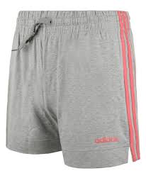 Details About Adidas Women Essentials 3 Stripe Shorts Pants Gray Training Yoga Jersey Du0672