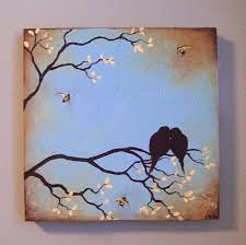 Bird On Tree Branch Painting Pin By Judy Summers On Bee Happy Bee Painting Art Painting Texture Painting