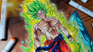 How to draw goku super saiyan from dragon ball z. Drawing Goku S New Form Super Saiyan Green Dragon Ball Z Art Youtube