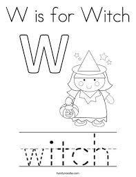 W Is For Witch Coloring Page Twisty Noodle Witch Coloring Pages Halloween Coloring Pages Coloring Pages