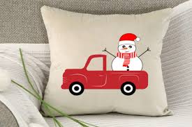 Vintage vector illustration christmas red truck with a christmas tree on a white background. Christmas Svg Snowman Red Truck Svg Graphic By Lillyrosy Creative Fabrica