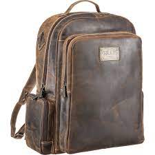On the front of this classic bag is a wide buckle closure. Gillis London Rucksack Leather Camera Bag Brown 7752b B H