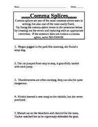 Comma Splice Practice Commas 5th Grade Writing Spliced