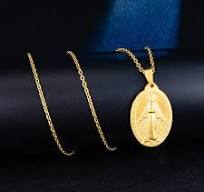 Stainless Steel Miraculous Medal Virgin Mary Pendant Necklace For Women