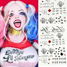89 harley quinn tattoo designs to light up your life. Gotarget New Women Men Fashion Halloween The Joker Harley Quinn Temporary Tattoos Suicide Squad Costume Fancy Dress Tattoo Stickers 5 Styles Wish