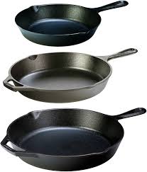 Large classic cast iron skillet for family size meals. Amazon Com Lodge Seasoned Cast Iron 3 Skillet Bundle 12 Inches And 10 25 Inches With 8 Inch Set Of 3 Cast Iron Frying Pans Kitchen Dining