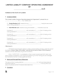 Our llc operating agreement template provides the best protection available and can easily be tailored to the provisions in your llc operating texas series llcs are authorized by section 101.601(a) of the business organizations code (boc): Free Illinois Llc Operating Agreement Templates Pdf Word Eforms