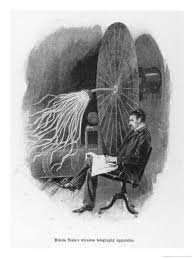 nikola tesla serbian inventor seated beside his wireless telegraphy apparatus giclee print warwick goble allposters com nikola tesla art for sale online tesla