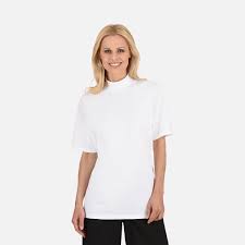 Damen cityshirt / blazershirt mit stehkragen in schwarz oder weiss. T Shirt Mit Stehkragen Weiss L Trigema