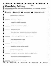Classify Bully Behaviors Bullying Worksheets Bullying Activities Classroom Bullying