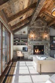 Delightful Rustic Home In Wyoming With A Dramatic Mountain Backdrop Rustic Living Room Design Modern Rustic Living Room Rustic Home Design