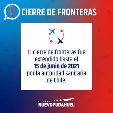 Jueves 24 de junio de 2021 a las 15:10 hrs. Aeropuerto Scl Amb On Twitter La Autoridad Sanitaria Ministeriosalud Indico Que El Cierre De Fronteras Se Extiende Hasta El 15 De Junio De 2021 Mas Detalles Con Salud Responde Consulta Informacion Sobre Los
