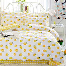 Home Textiles Yellow Lemon Style 100 Cotton Bedding Sets 4pcs Of Duvet Cover Bed Sheet Pillowcase King Queen F Nevresim Takimlari Yatak Odasi Ic Tasarimi Duvet