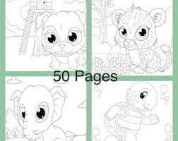 Find a horse, giraffe, lion, tiger, pig, monkey, dogs, cats. Anime Coloring Page Etsy