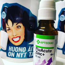 Apteekki FluAcute sinkkisuihke testattu vinkin perusteella eilen ja  orastava flunssa