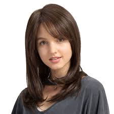 Long wavy hair with bangs is a youthful and feminine hairstyle that you can dress up or down. Amazon Com Auflaund Natural Side Part Bob Straight Long Dark Brown Wigs With Bangs Heat Resistant Synthetic Wig For Women 18 Inches Wig Cap Beauty
