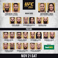 In australia, the early prelims and prelims are on ufc fight pass and espn. Ufc Your Ufc255 Line Up Is Set Give Us Your Picks Before Kick Off At 11 30pm Gmt 00 30am Cet Tonight Facebook