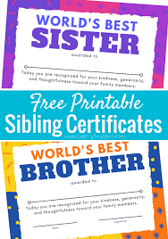 Elegant blank certificate for presenting awards in classic style. Printable Sibling Award Certificates What Can We Do With Paper And Glue
