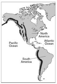 The mountain range is mostly in the united states (u.s.) but it extends into southeastern canada, forming a zone from 100 to 300 mi (160 to 480 km) wide, running from the island of newfoundland 1,500 mi (2,400 km) southwestward to central alabama in the united states. Please Help Asap The Map Below Shows Dark Bands That Indicate Long Mountain Ranges On The West Brainly Com
