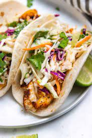A healthy dinner with just 2 main ingredients and quite cheap too really. 15 Minute Air Fryer Fish Tacos With Cilantro Lime Slaw Lemons Zest