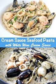 Serve and enjoy an amazing seafood pasta. Cream Sauce Seafood Pasta Creamy White Wine Sauce That Spicy Chick