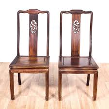 These Antique Chinese Dining Chairs Are Featured In A Solid Wood With A Distressed Mahogany Finish Each Asian Side Chair Dining Chairs Chair Vintage Furniture