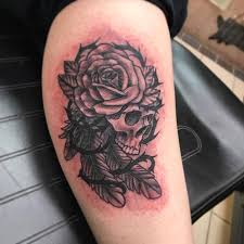 See more ideas about skull rose tattoos, rose tattoos, tattoos. Skull Rose Feathers By Chad Pelland Tattoonow