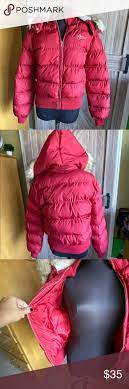 Womens Puffer Jacket With Fur Trimmed Hood Red Puffer Jacket Puffer Jacket With Fur Puffer Jacket Women