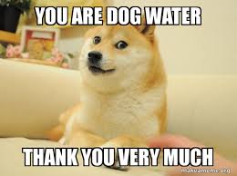 Search the imgflip meme database for popular memes and blank meme templates. You Are Dog Water Thank You Very Much Dog Water Make A Meme