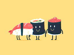Sushi Friends Motion Design Animation Cute Gif Sushi Illustration