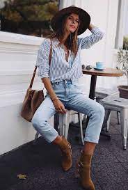 How To Wear A Hat Bag Shirt Ankle Boots Jeans Spring Outfits Casual Classy Summer Outfits Fashion
