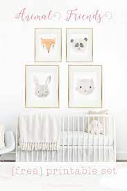 Animal Friends Free Printable Set Free Nursery Printables Baby Girl Decor Nursery Printables