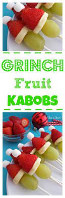 One of the nicest ways to show off the season's fruit is on skewers. Grinch Fruit Kabobs